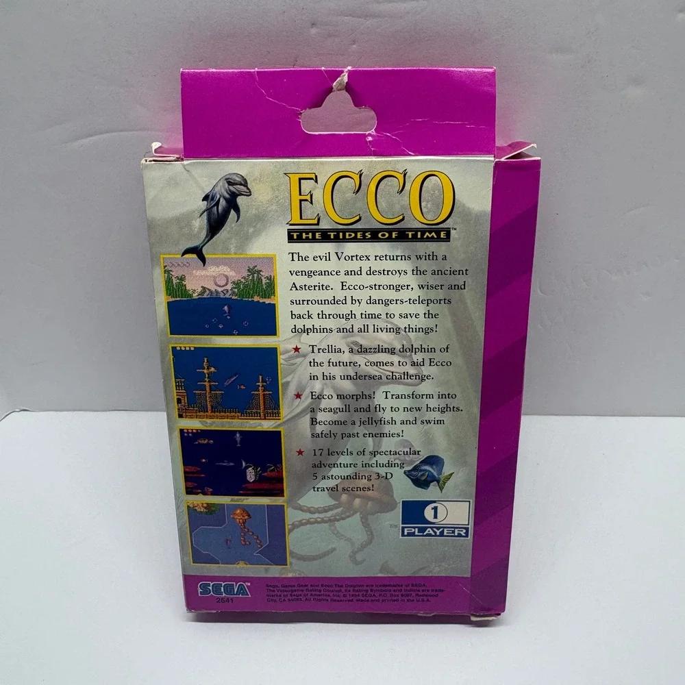 CIB Video Game Sega Game Gear Ecco The Tides Of Time